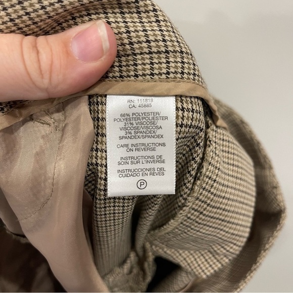 Michael Kors Grammercy Fit Herringbone Trouser Pants Tan Brown Size 8 - Picture 8 of 9